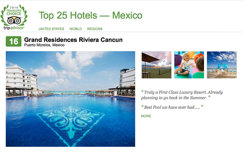 Grand Residences in Trip Advisor Mexico’s Top Hotels list